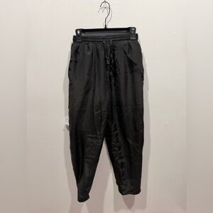 Vtg Fuda Silk 100% Silk Track Pants Black  Retro Streetwear Casual Lined Size  S